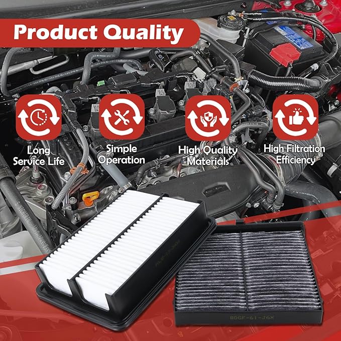 PAJ8-13-3A0A Engine Air Filter and BDGF-61-J6X Cabin Air Filter kit Compatible with 2023-2025 CX-50 2.5L Not for Hybrid 2019-2025 Mazda 3 2.0L 2.5L 2020-2025 CX-30 Replaces PAH9-13-3A0A BDTS61J6X