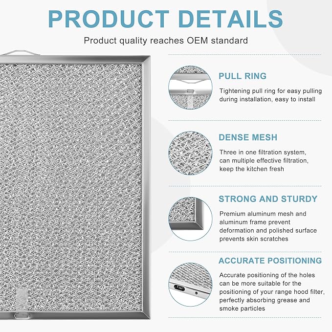 99010316 Range Hood Grease Filter 11 1/4" x 11 3/4" Compatible with b-roan Nu-tone Ken-more Stove Replace S99010316, WA65AF, NTK7450000, 990721400, 990721400A (2 Pack) by AMI PARTS