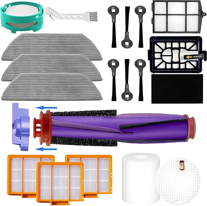 Replacement Parts Compatible with Shark Power Detect/Detect Pro RV2820AE AV2800ZE RV2820YE RV2820ZE AV2820S AV2820AE RV2800AE RV2800S Vacuum,Main Brush Filter Pre Filter Pre-Motor Foam Mop Pad
