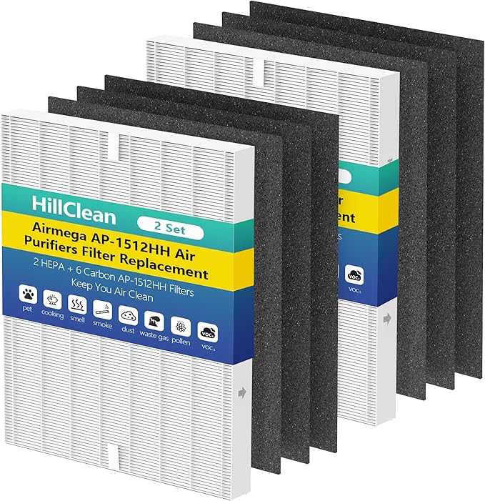 Airmega AP-1512HH & 200M Filter Replacement for Coway Air Purifier,2 HEPA and 6 Fresh Starter Deodorization replacement filter