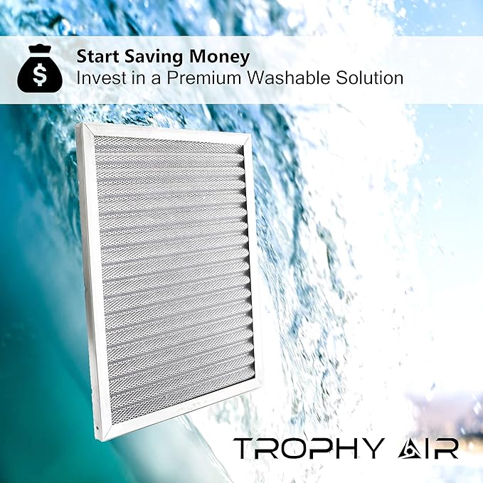 20x30x1 | Trophy Air | Merv 8 | Washable Furnace Filter | Lifetime HVAC & Furnace Air Filter | Washable Electrostatic | High Dust Holding Capacity | Premium Quality Aluminum