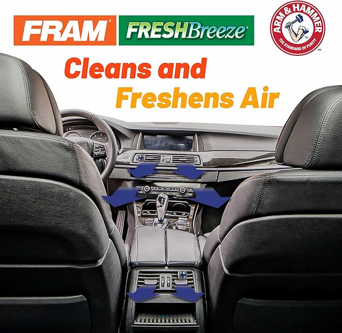 FRAM Fresh Breeze Cabin Air Filter Replacement for Car Passenger Compartment w/ Arm and Hammer Baking Soda, Easy Install, CF11184 for Select Hyundai and Kia Vehicles , white