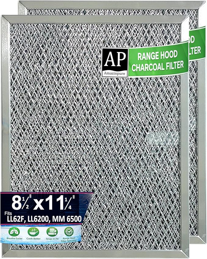 LL62F EMW3011863 Kitchen Range Hood vent Grease Mesh Charcoal Carbon Filter Compatible with LL6200 MM 6500 320VP K0793000 K0793-000 830731 GC-7504 8.5 x 11.25 x .375