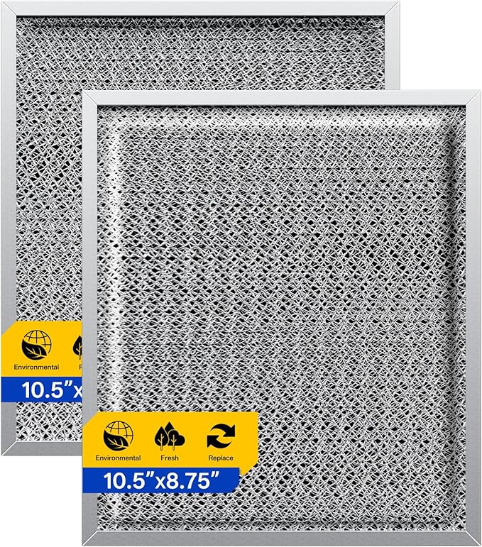 Stove Hood Vent Filter 10.5" x 8.8" 41F 97007696 Fit's N-utone & B-roan Range Hood Filter Replacement for Ductless Exhaust Fan - Aluminum Mesh Charcoal Combo Grease & Carbon Freshens Kitchen Air