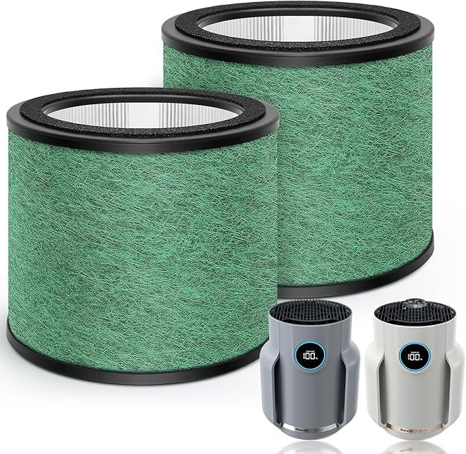 HP071BRN, HP072 Replacement Filters for Shark NeverChange Air Purifier Compact Pro HP071BRN Filters for Shark HP072PK, HP072PL, HP072GN, 3-in-1 True H13 HEPA Filter, Green, 2-Pack
