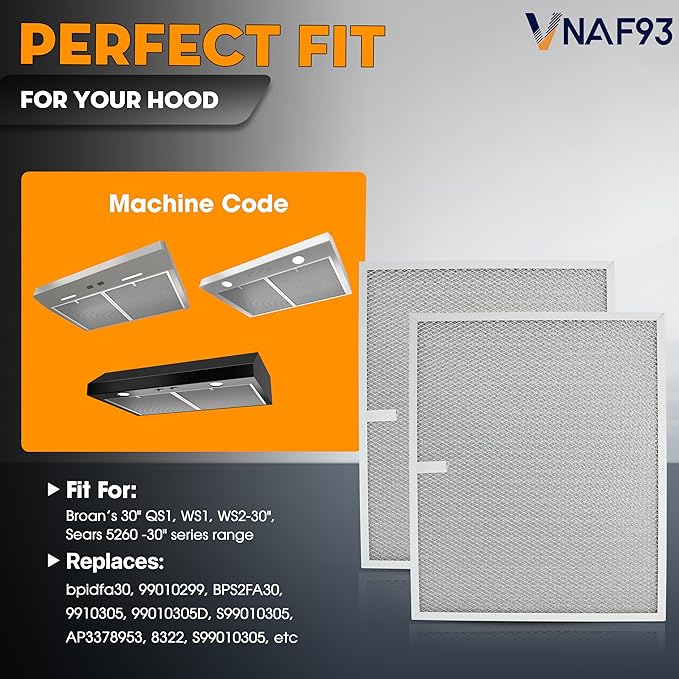 Upgraded 2 Pack BPS1FA30 Range Hood Filter 11-3/4" x 14-1/4" Replacement for Broan & Nutone Allure Series, Aluminum Mesh Grease Filter, Replaces 99010299 S99010299 S99010305