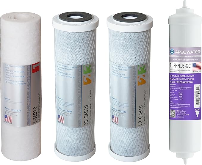APEC 90 GPD Stage 1-3&6 Replacement Filter Set for ULTIMATE Series Alkaline Reverse Osmosis Water System (FILTER-SET-PH)
