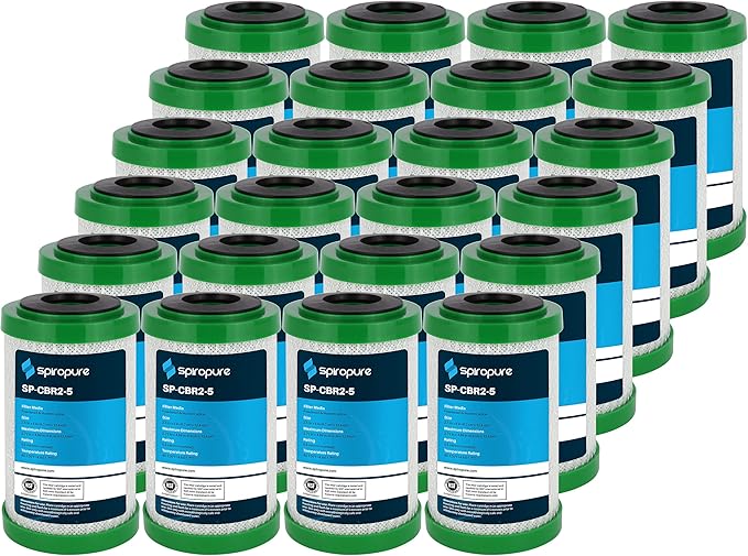 SpiroPure SP-CBR2-5 5x2.5 0.5 Micron NSF Certified Coconut Shell Carbon Block Water Filter Cartridge CBC-5 155169-43 (Case of 24)