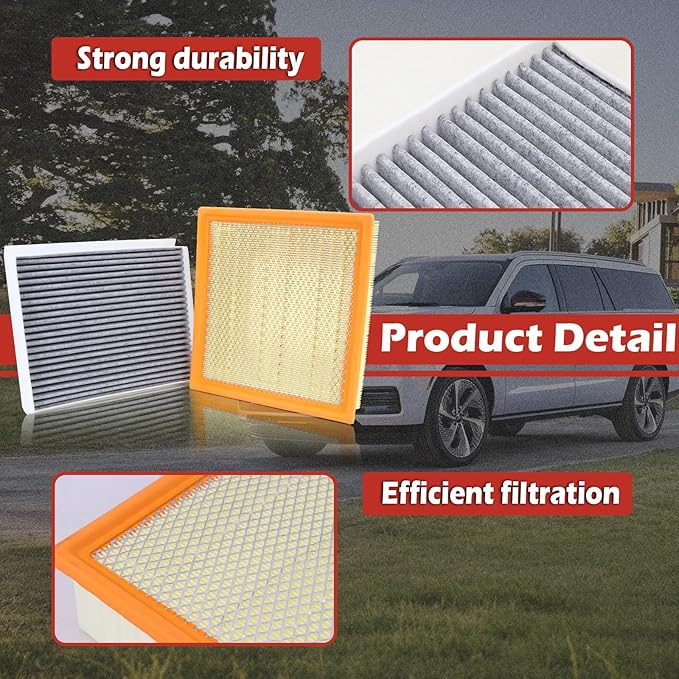 FA1883 Engine Air Filter and FP79 Cabin Air Filter kit Compatible with 2015-2025 Ford F150 2.7L Gas 2021-2025 F150 3.5L Hybrid 2018-2025 Expedition Navigator 3.5L Gas Replaces 7C3Z9601A FL3Z19N619