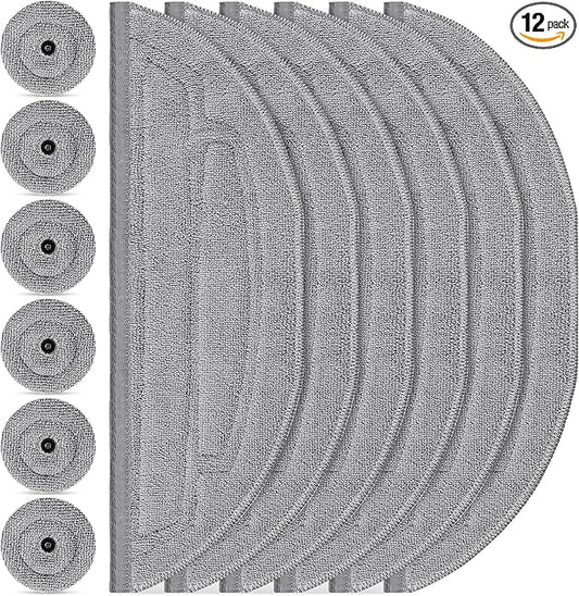 12 Pack Mop Pads Refills for Roborock S8 MaxV Ultra / S8 Max Ultra Robot Vacuum, 6 Pack Mop Cloth with Dual Sonic Vibrations Modules, 6 Pack Edge Mop Pads Accessories