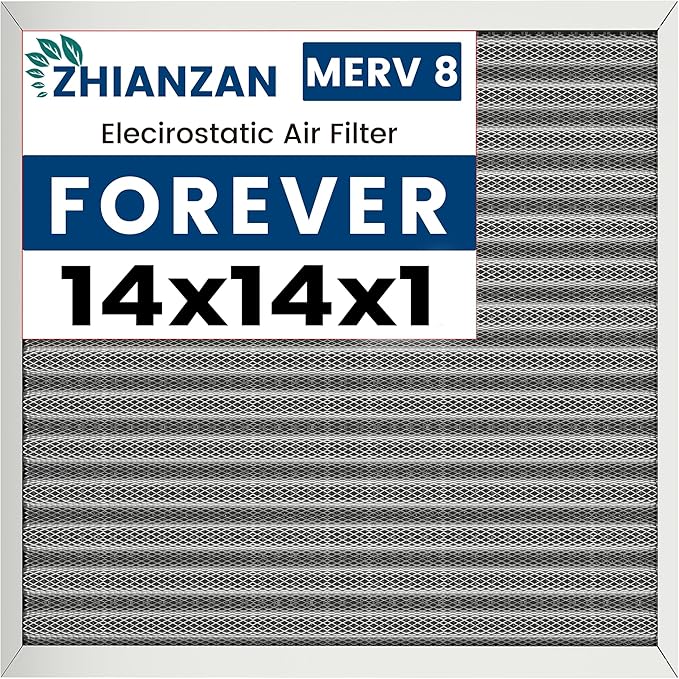 14x14x1 HVAC Furnace Air Filter, Lasts a Lifetime, Washable, the Last HVAC Filter You Will Ever Buy, Healthier Home or Office, Merv 8(Actual Size:13.5x13.5x0.82Inch)