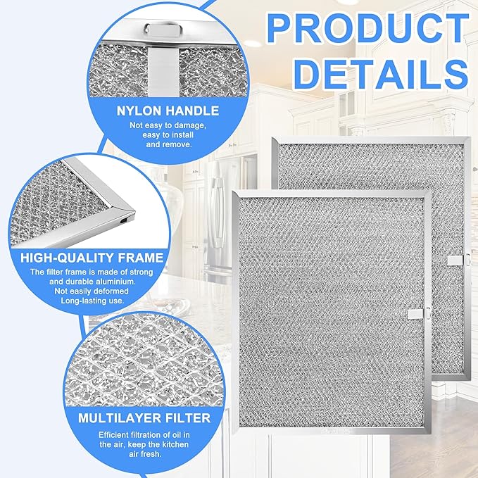 2 Pack Allure Range Hood Filter BPS1FA30 11-3/4" x 14-1/4" x 3/8" - Exact Fit Bro.an QS1 30" Nu.tone WS1 QS2 Range Hood, Replaces 99010299 BPS2FA30 99010305 S99010305 AP3378953 by TOMOON