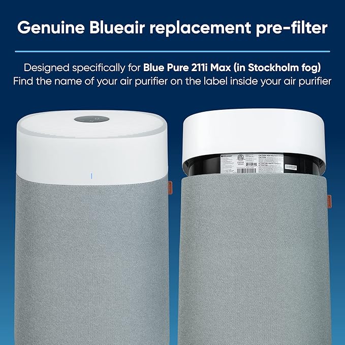 BLUEAIR Genuine Pre-Filter Blue Pure 211i Max Air Purifier, Washable Fabric, Sand Pink