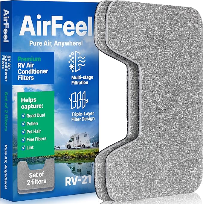 Premium RV AC Filters - Triple-Stage Replacement RV Filter Compatible w/Furrion Chill Air Conditioner FACT11CA-PS - 9"x14" AC Filters for Camper, Motorhome, Travel Trailer, Fifth Wheel - Set of 2