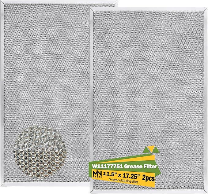 Upgrade 5-layer W11177751 Range Hood Filter Replacement 11-1/2” X 17-1/4” Compatible with Whirlpool W10419114 W10834041 W11176974 4547137 AP6285612 PS12348521 EAP12348521