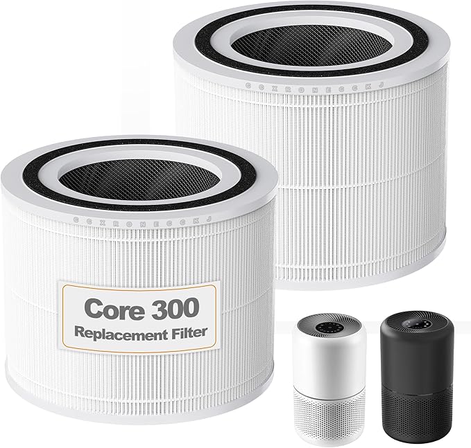 Core 300-RF Replacement Filter for LEVOIT Core 300, Core300-P, Core 300S VortexAir Air Purifier, 3-in-1 HEPA Activated Carbon(White)