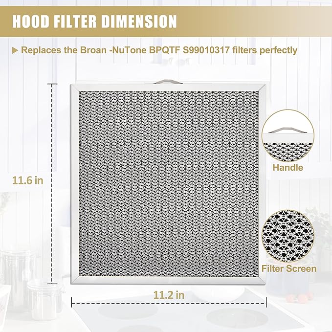 Range Hood Filter Replacement 11-1/4" X 11-5/8" For Broan Nutone QT2000 WA6500, 99010317, BPQTF, WA65F, S99010317 Ductless Stove Vent Filter 4-Pack