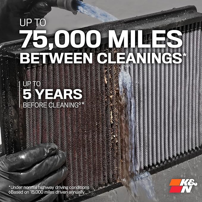 K&N High-Flow Original Lifetime Engine Air Filter: Increase Power: Premium, Washable: Compatible with 2013-2024 Cadillac/Chevrolet: ATS, CTS, Camaro, 33-2496