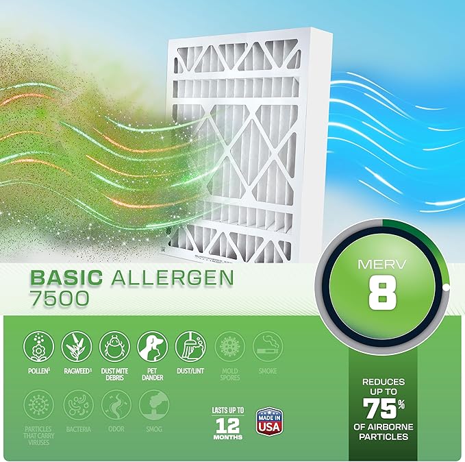 BestAir HW2025-8R AC Furnace Air Filter, 20" x 25" x 4", MERV 8, Removes Allergens & Contaminants, Fits 100%, For Honeywell Models, Pack of 3