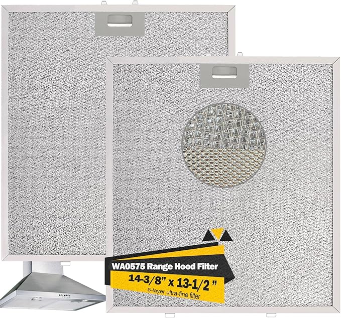 Upgrade 5-layer WA0575 Range Hood Filter Replacement 14.4"x13.5" Compatible with Vissani 30 inch Pyramid or Wall Mount Range Hood vent filter Aluminum Filters 2PARKS