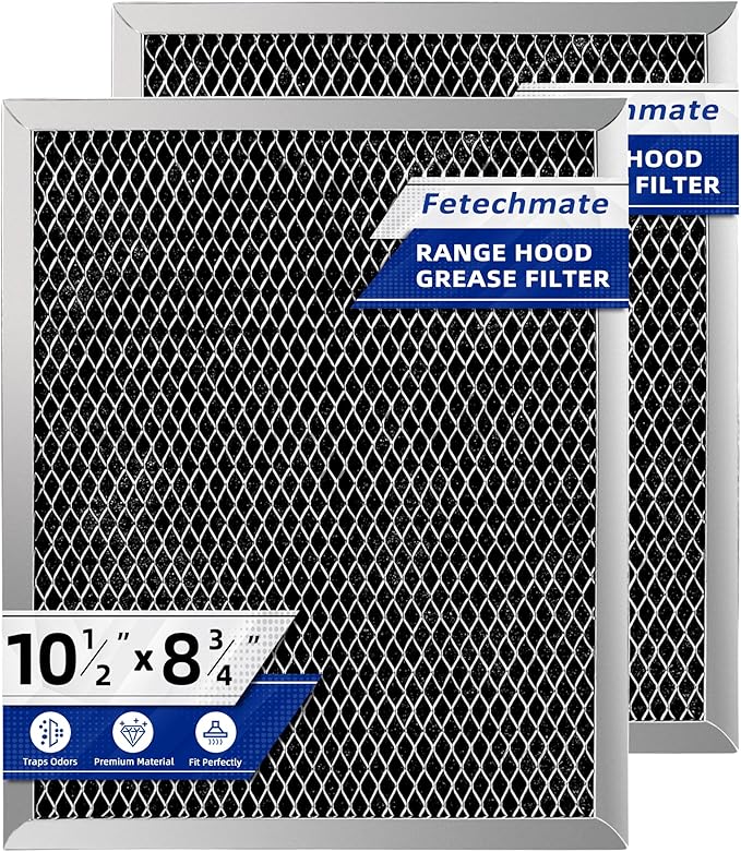 97007696 41F Grease Filter fit for B-roan Nu-tone Range Hood 8-3/4" x 10-1/2" Aluminum Mesh Charcoal Filter Compatible with Most Brand Stove Vents -2 PACKS by Fetechmate