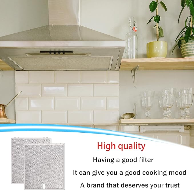 S99010430-002 Range Hood Filter (15.75"L x 13.88"W x 0.39"Th), for Broan-Nutone Exhaust Fan Range Hood - 2 pack
