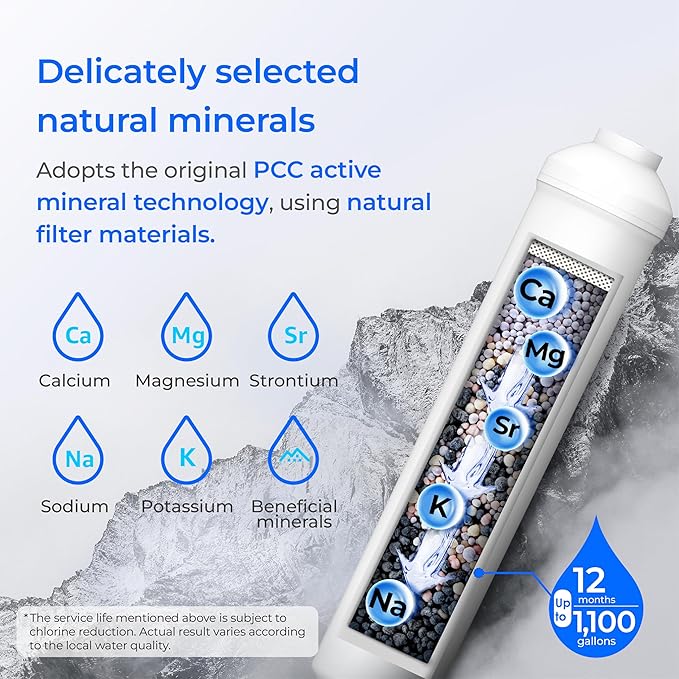 Waterdrop MNR35 Remineralization Filter, 1/4" Quick Connect Mineral Filter for Reverse Osmosis System, Restore Essential Minerals for RO System, RO Mineral, Under Sink Water Filtration