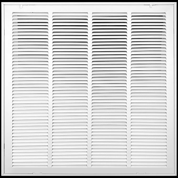 [4 Pack] Fits 20x20 Duct Opening | Steel Return Air Filter Grille by Handua [Fixed Hinged] Vent Cover Grill for Sidewall and Ceiling | White | Outer Dimensions: 22 5/8"W X 22 5/8"H