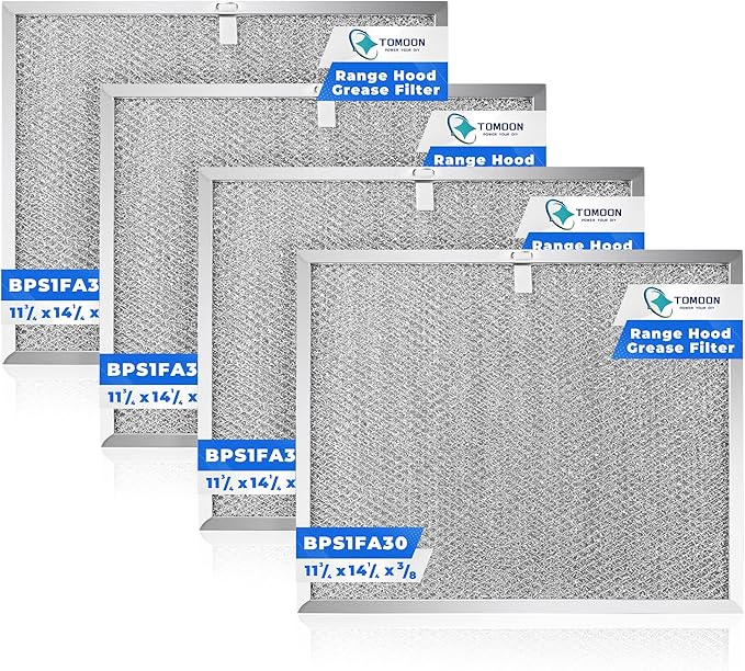 4 Pcs BPS1FA30 Range Hood Grease Filter 11-3/4" x 14-1/4" x 3/8" Multi-layer Aluminum Mesh - Fit for Bro.an Nu.Tone Allure Range Hood Filter,Replaces 99010299 BPS2FA30 99010305 by TOMOON