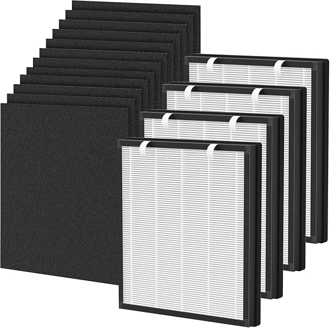 P358 Replacement Filter Compatible with HEAPETS P358 Pet Air Purifier, 3-in-1 Air Filter for Pet Hair, Dander, Odor, Includes 4 Composite Filters and 12 Pre-Filters