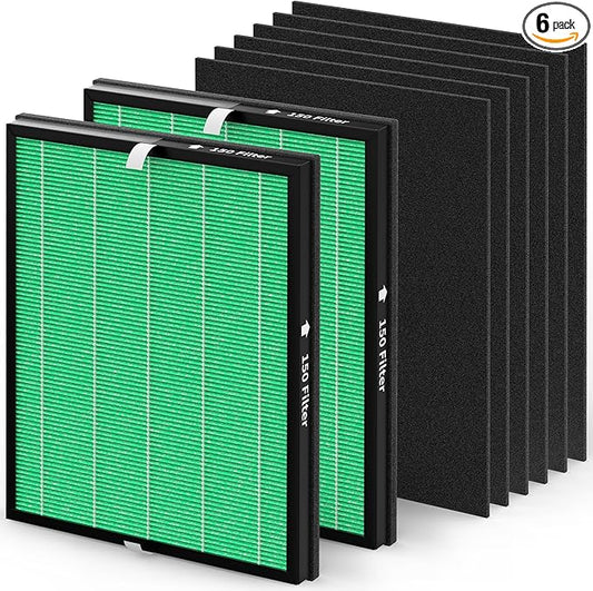 2 pack 150 True HEPA Filter Replacement Sets for Coway Airmega 150 Air-Purifier, 2 *Green True HEPA and 4 *Active Carbon Filters, Part Number AP-1019C-FP