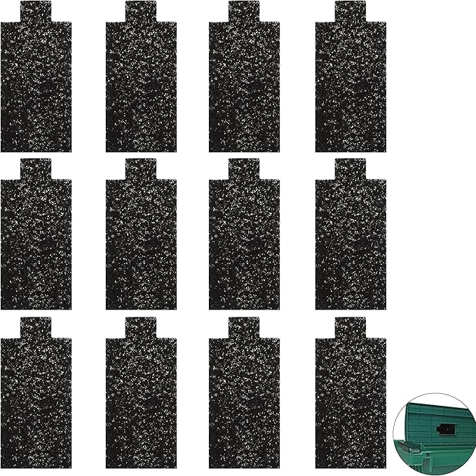 Cat Litter Box Replacement Filters Compatible with Pet Zone Semi, 12-Pack Carbon Cotton Filters for Automatic Cat Litter Box Absorbing Odors Control Damp from Pets - Black