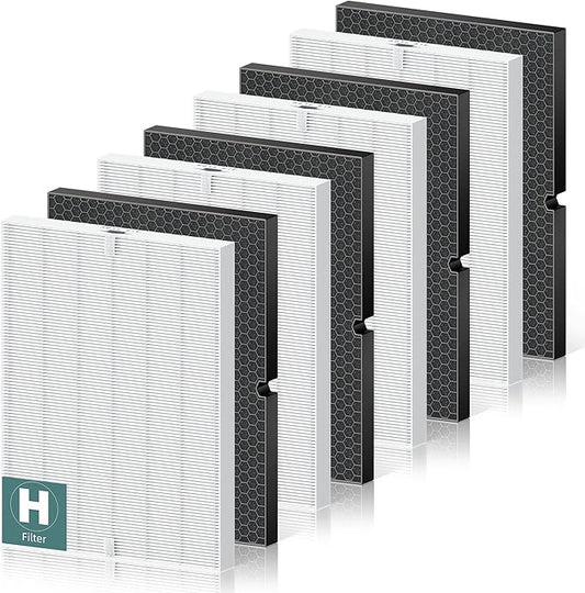 116130 Replacement Filter H for Winix 5500-2 AM80 Plasmawave Air Purifier, Hight Filter and Activated Carbon Filter Combo Pack, 4 Set