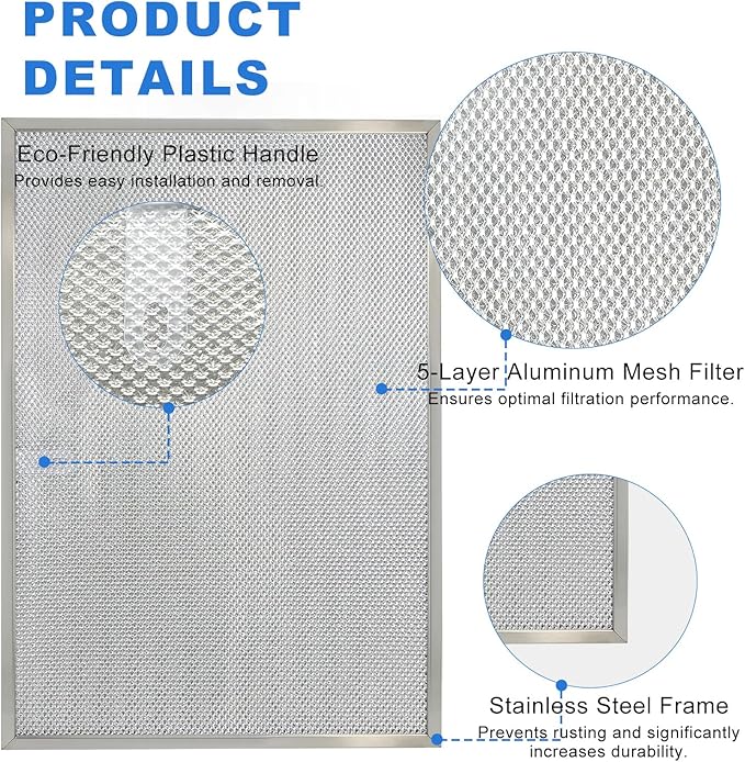 2 Pack-BPS1FA36 Range Hood Filter Upgraded Stainless Steel Frame 11-3/4" X 17-1/4" X 3/8" Replacement for NuTone Allure 36" WS1 and Broan QS1 36-Inch Filter