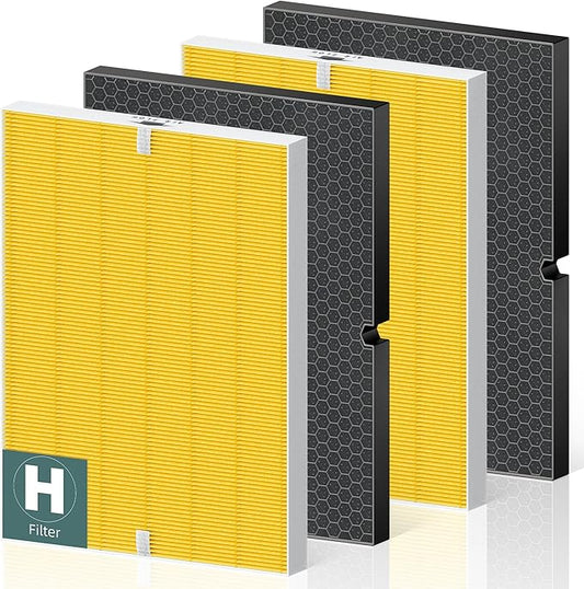 116130 Pet Care Replacement Filter H for Winix 5500-2 AM80 Plasmawave Air Purifier, Hight Filter and Activated Carbon Filter Combo Pack, 2 Set, Yellow