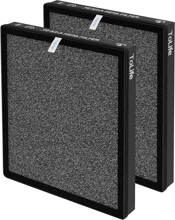 ToLife TZ-K2 Air Purifier Replacement Filter, 3-in-1 High-Efficiency Activated Carbon Filter, TZ-K2-A, 2 Pack