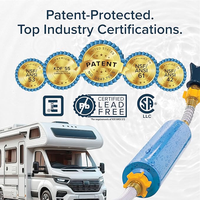 Camco Tastepure Camper/RV Water Filter - Inline Water Filter Reduces Bad Taste, Odor, Chlorine & Sediment - Ideal for RVs, Campers, Travel Trailers, Boats - Made in the USA - 4-Pack (40042)
