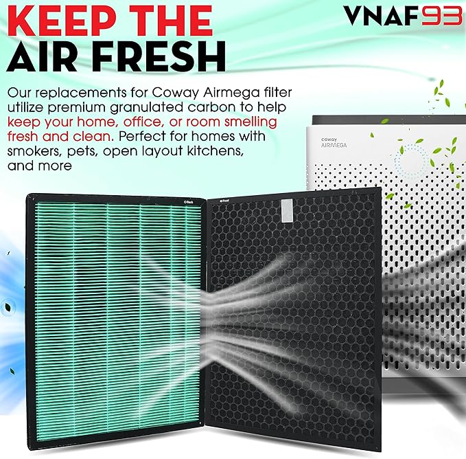 4-Pack 400/400S True HEPA Filter Replacement Filter For Coway AIRMEGA Max2 400/400S 400 400s 400(G) 400s(G) Air Purifier, Max 2 Green H13 True HEPA and Active Carbon Filter Set (Part# AP-2015-FP)