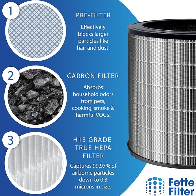 Fette Filter - 1712-0118-00 True HEPA H13 Filter Compatible with Winix Filter R for T810 Air Purifier. Compare to Part # 1712-0118-00 1712011800 - Pack of 1