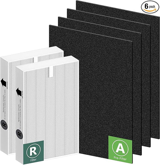 HPA200 Replacement Filters for Honeywell HRF-ARVP200, HPA200, HPA201, HA202, HPA204, HPA250 Series Air Purifiers, 2 Filter R and 4 Activated Carbon Pre-Filters A by Funmit