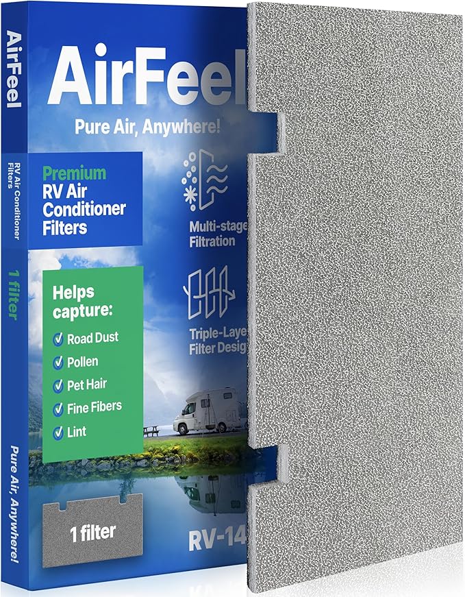 Premium RV AC Filter Replacement - Triple-Stage Air Filters for Dometic Duo Therm Air Conditioner - 7.5"x14" AC Filters for Camper, Motorhome, Travel Trailer, RV Fifth Wheel Must Haves Parts (1Filter)