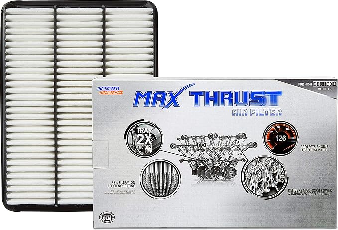 Spearhead Max Thrust Engine Air Filter | Fits 2003-09 GX470, 1998-2007 LX470/Land Cruiser, 2003-09 4Runner 4.7L V8, 2001-07 Sequoia, 2000-06 Tundra | OEM Fit & High Dust Holding Capacity (MT-918)
