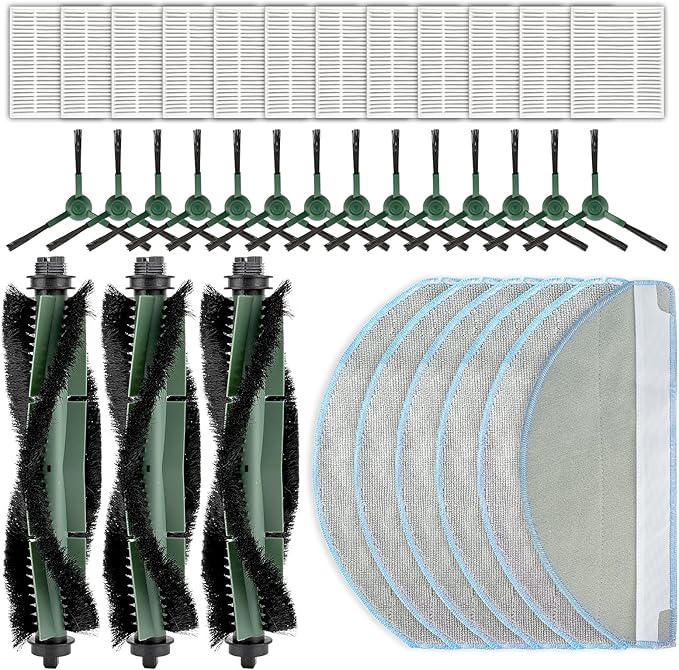 (33 Pack) Roomba 104 Y0140 Replacement Parts for iRobot Roomba Robot Vacuum and Mop Combo Y0110, Vacuum 2 Essential Q0520, Roomba 105 Combo,12 Filters, 12 Side Brushes, 6 Mop Pads, 3 Roller Brushes