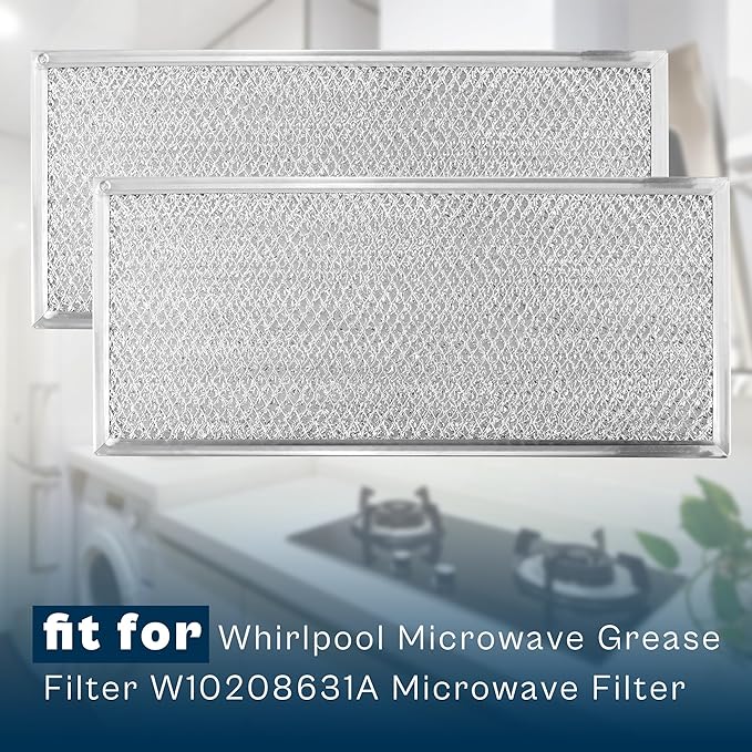 Microwave Grease Filter 13x6 fit for Maytag-Whirlpool-Kitchen Aid Microwave Filter Replacement Kitchen Hood Vent Filter 6x13 fit for Amana Microwave Filter Replacement W10208631A 2 Pack prime&swift