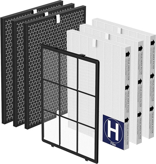 116130 Replacement Filter H Compatible with Winix 5500-2 Plasmawave Air Puri-Fier and Models Am80, Include 3 True HEPA Filter H and 3 Activated Carbon Pre-Filters and 1 Washable Pre-Filter