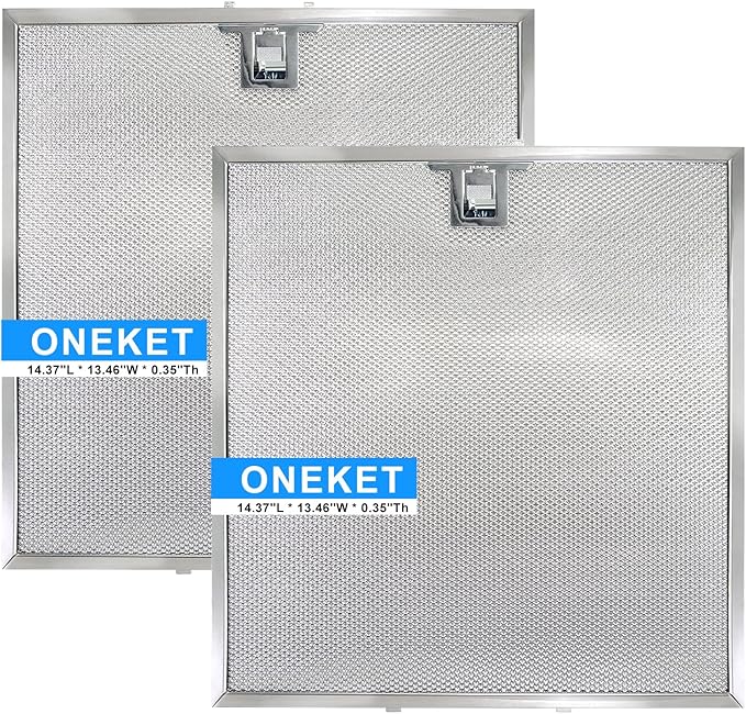 WA0575 Range Hood Filters 13.5" x 14.4" x 0.35" - 2 Pack Replacement Grease Filters for Kitchen Ventilation by oneket