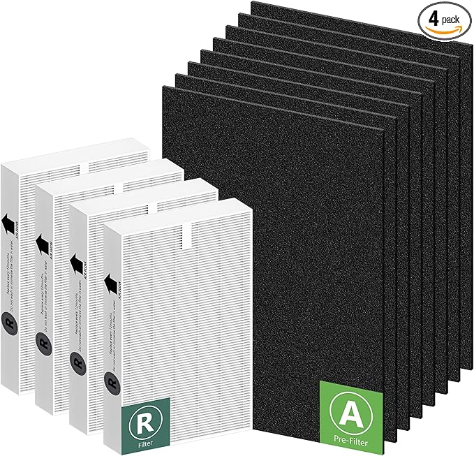 HPA200 Replacement Filters for Honeywell HRF-ARVP200, HPA200, HPA201, HA202, HPA204, HPA250 Series Air Purifiers, 4 Filter R and 8 Activated Carhebon Pre-Filters A by Funmit
