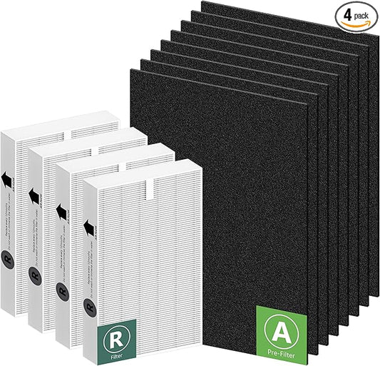 HPA200 Replacement Filters for Honeywell HRF-ARVP200, HPA200, HPA201, HA202, HPA204, HPA250 Series Air Purifiers, 4 Filter R and 8 Activated Carhebon Pre-Filters A by Funmit