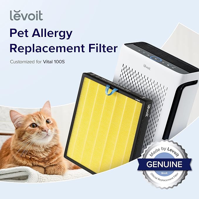 LEVOIT Vital 200S Pet Allergy Air Purifier Replacement, 3-in-1 True HEPA, High-Efficiency Activated & Vital 100S Pet Allergy Air Purifier Replacement, 3-in-1 HEPA High-Efficiency Activated Carbon