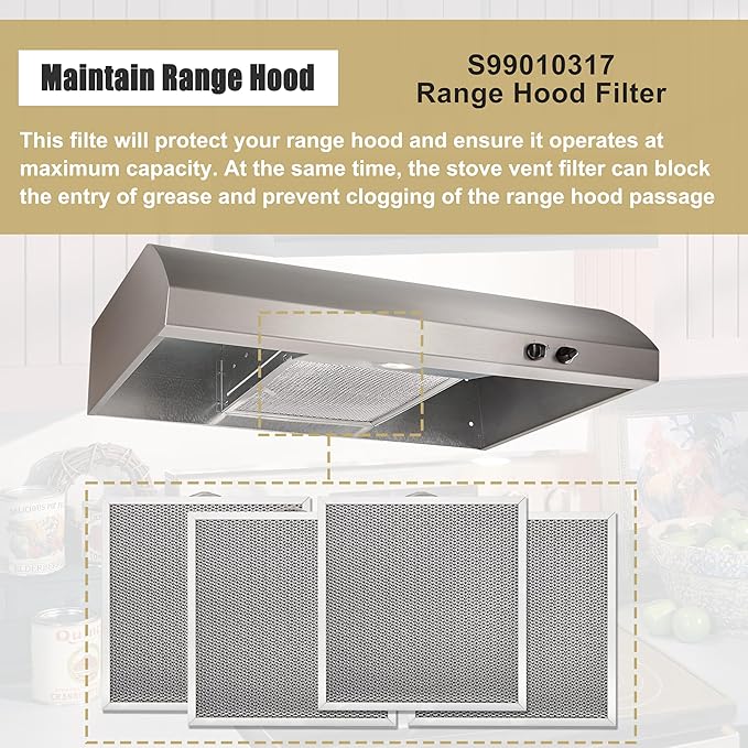 Range Hood Filter Replacement 11-1/4" X 11-5/8" For Broan Nutone QT2000 WA6500, 99010317, BPQTF, WA65F, S99010317 Ductless Stove Vent Filter 4-Pack